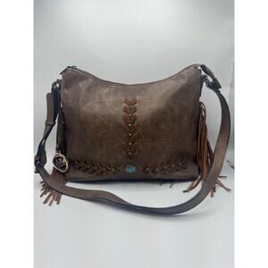 Ameri Mode Western Fringe Shoulder Bag Turquoise Concho Studded